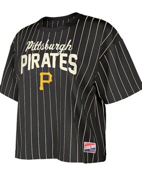 New Era Women's Pittsburgh Pirates Baseball Pinstripe Cropped Tee NWT Size XL